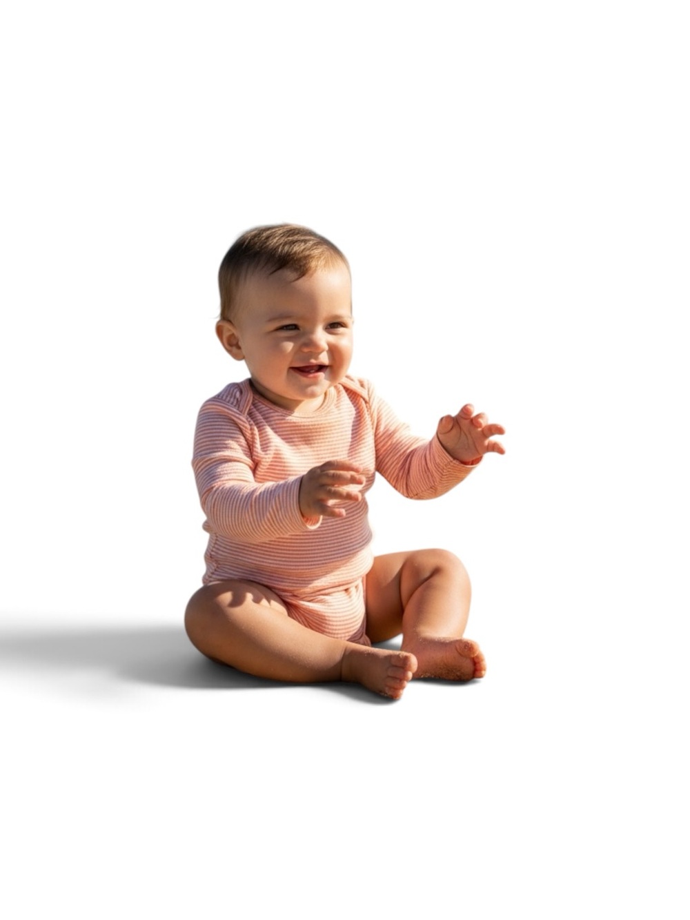 Carter’s Striped Long-Sleeve Baby Bodysuit - Peach Stripe unisex size 9M